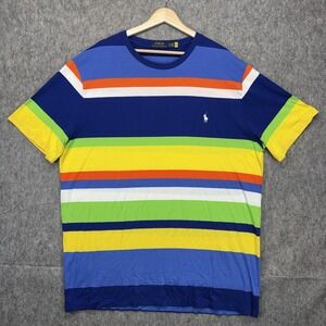 Polo Ralph Lauren Striped Jersey Crewneck T-Shirt Men's XLT Rainbow Short Sleeve